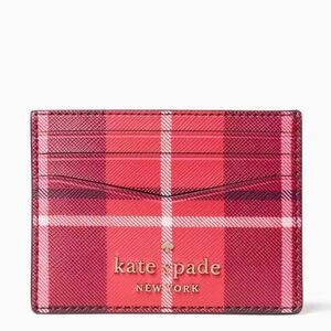 NWT KATE SPADE Red Holiday Classic Plaid Card  Holder Wallet